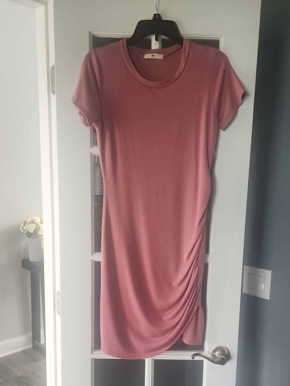 Mauve Short Sleeve Ruched Side Tee Dress